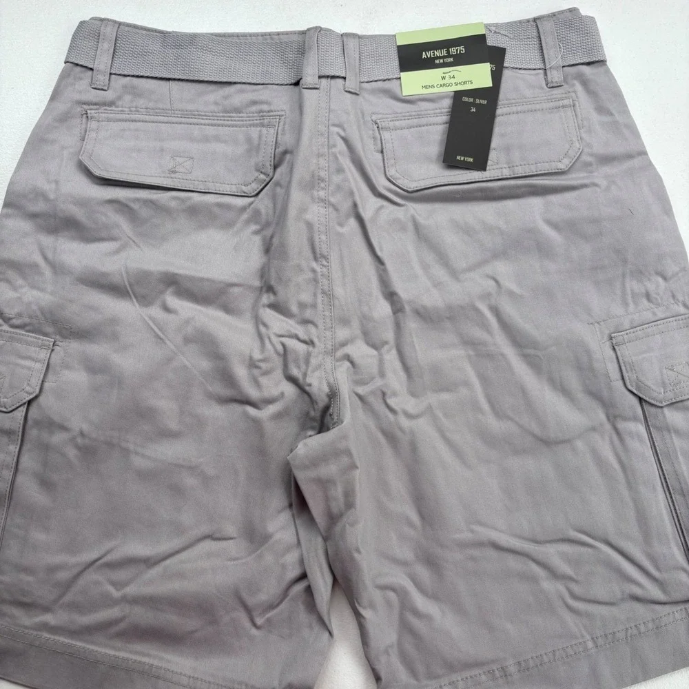 Avenue‎ 1975 Mens Cargo Shorts Silver Size 38  100% Cotton NWT